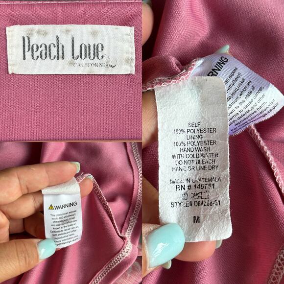 Peach Love California Feminine Chic Pink Floral Long Sleeve Mini Dress Medium - Picture 5 of 7